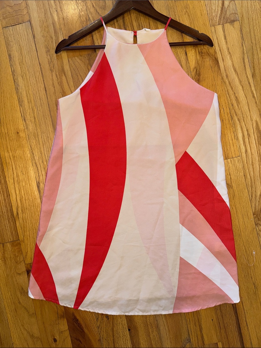 Tyche Red, Pink & White Halter Mini Dress